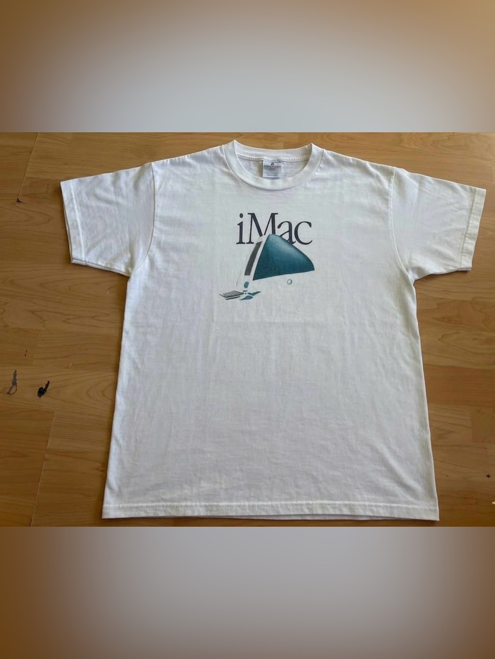 Vintage 90’s iMac Think Different Shirt L White Computer Apple Blue Hanes AC15